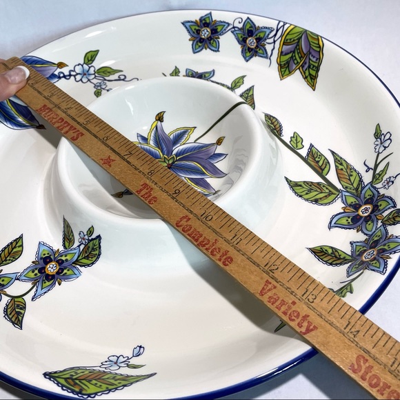 Home Accents White blue Floral serving appetizer platter veggie tray - Picture 7 of 11